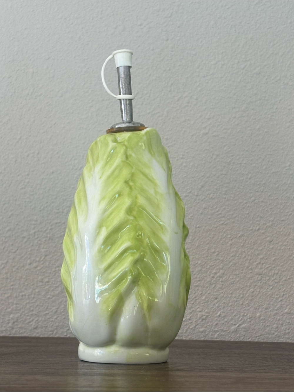 Ceramic Green and White Napa Cabbage Oil Dispenser